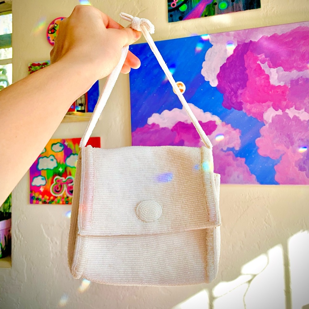 Vintage white beaded purse/clutch